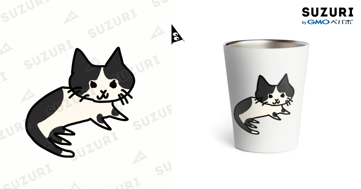 やる気しかないハチワレねこのサーモタンブラー